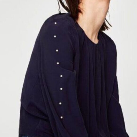 Zara Wrap Blouse with Pearl Details - Picture 4 of 9